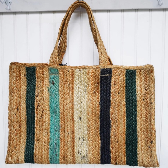 COPY - Hand dyed striped jute tote - Picture 3 of 4